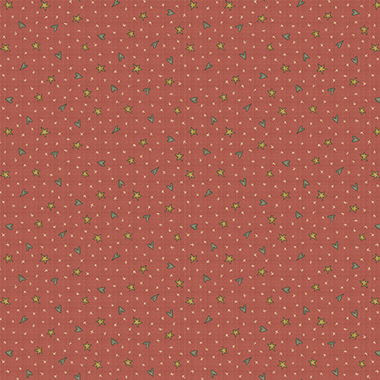 Hearts and Stars Red - On the 12th day Collection - 1/2 metre length