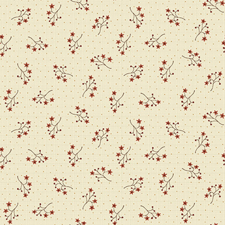Starflower Sprigs Cream - On the 12th day Collection - 1/2 metre length