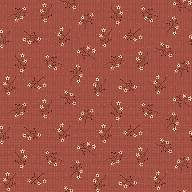 Starflower Sprigs Red - On the 12th day Collection - 1/2 metre length