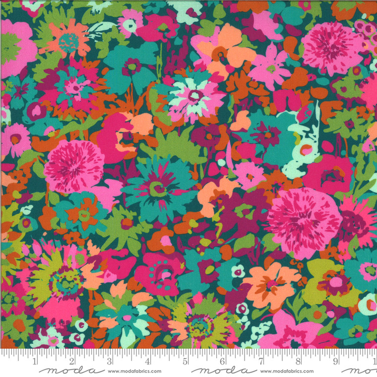 Kasada Flower Field Teal |  by Crystal Manning | per 1/2 metre length