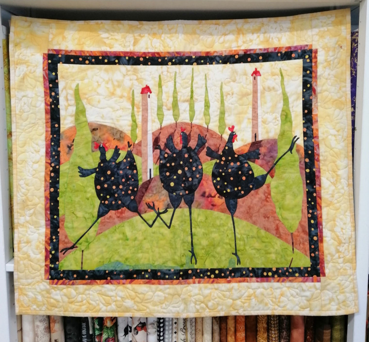 Dancing Chickens wall hanging - Finished Size 35 1/2" x 30 1/2"