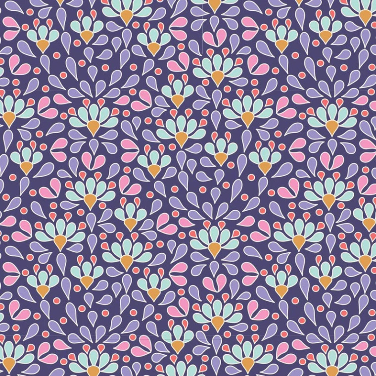 Sea Anemone Blue | Tilda Cotton Beach | Per 1/2 metre