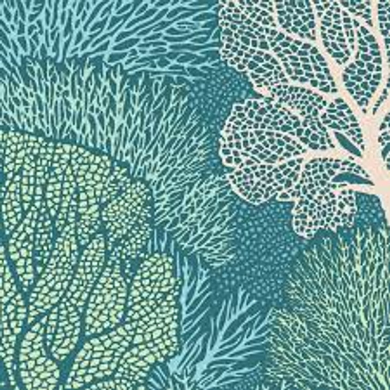 Coral Reef Teal | Tilda Cotton Beach | Per 1/2 metre