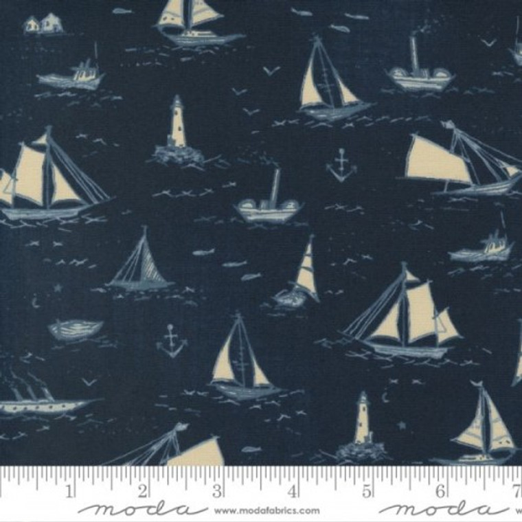 Boats Dark Ocean | To The Sea By Janet Clare| per 1/2 metre