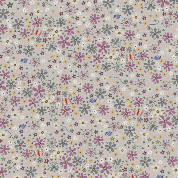 Washed Denim flowers | Garden of Flowers by Lynette Anderson | per 1/2 metre