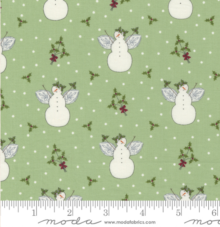 Snowman Angels in Mistletoe | I believe in Angels by Bunny Hill | per half metre