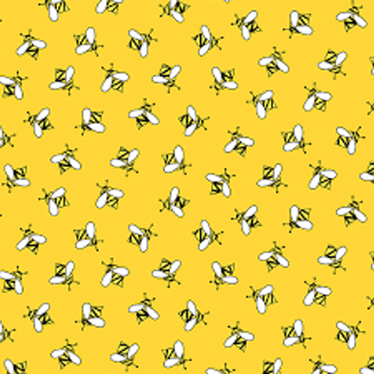 Sunflower Honey - rich yellow Bee fabric - per half metre length