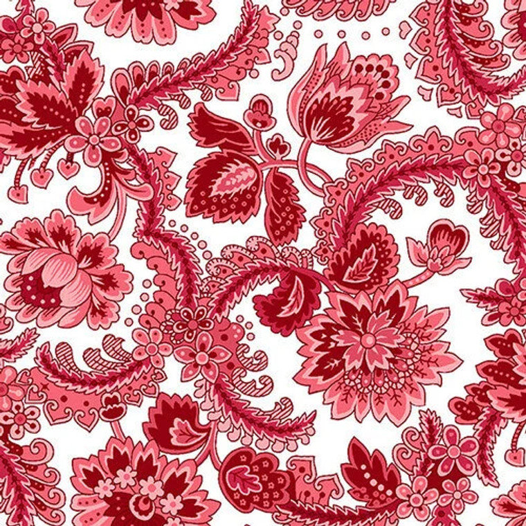 Scrolly Floral Red Wideback - per half metre length