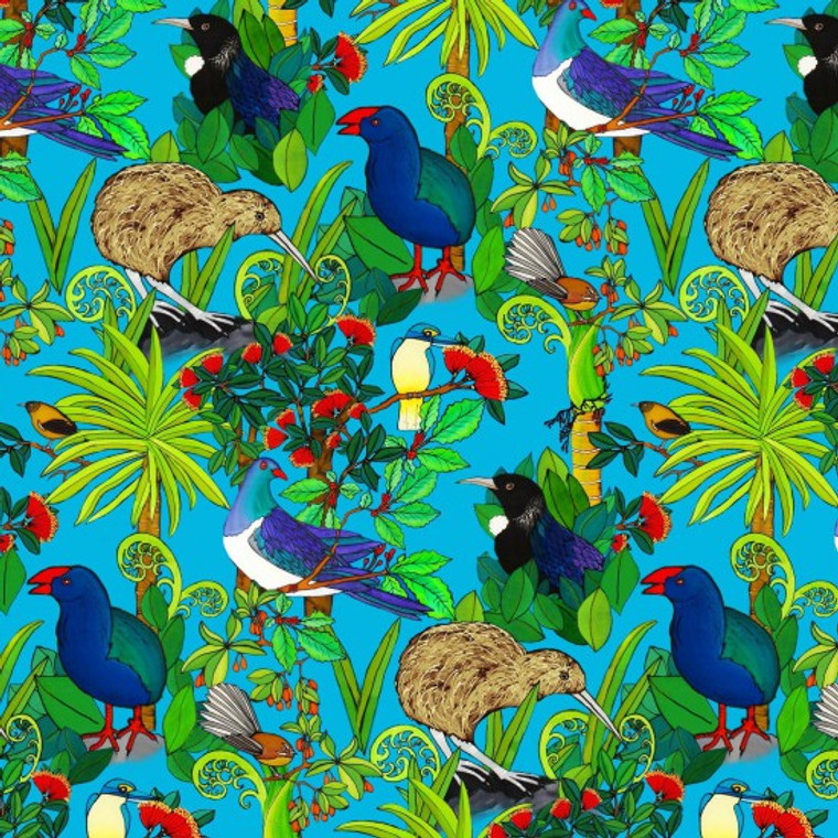 Flora & Fauna in Blue | Kiwiana | per quarter metre