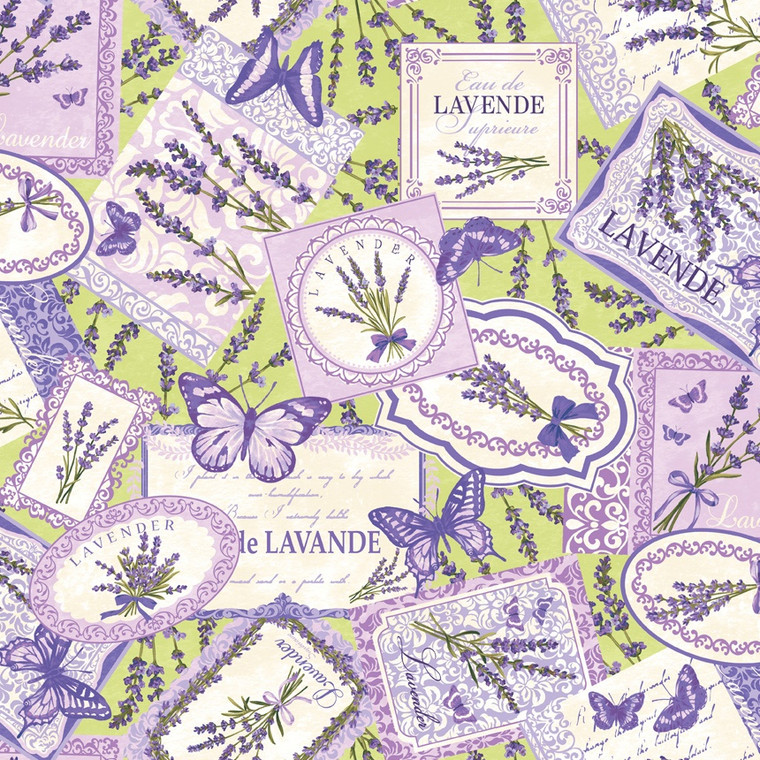Labels in Soft Purple | Lavender Market by Deborah Edwards | per half metre