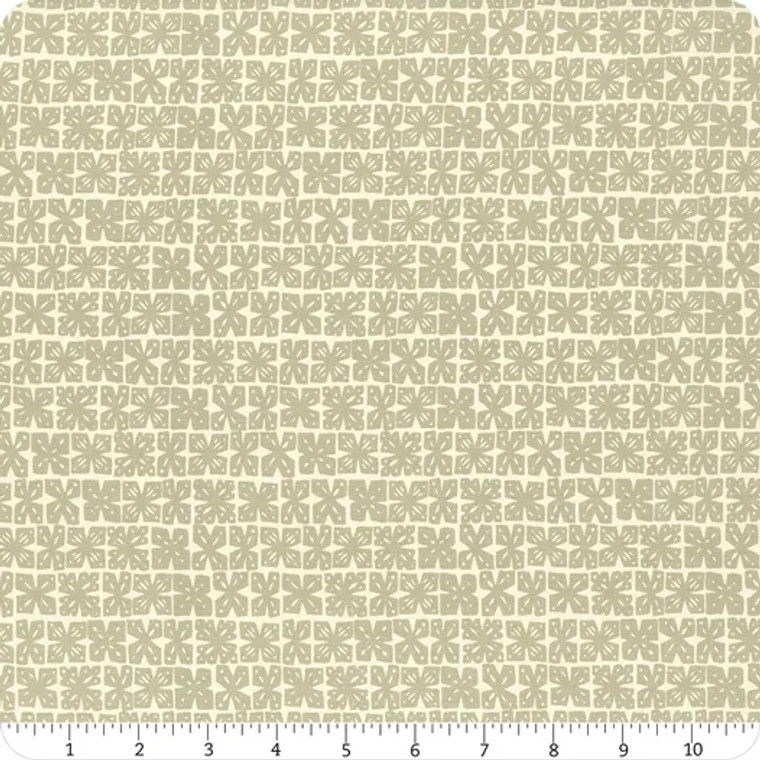 Ruby Star Society Stamped Flowers in Dove - per quarter metre