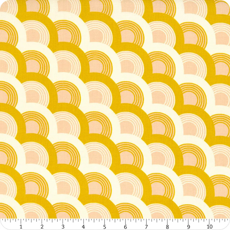 Ruby Star Society Half Circles in Yellow - per quarter metre