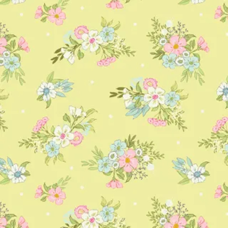 Posies in Yellow | Playful Spring | per quarter metre