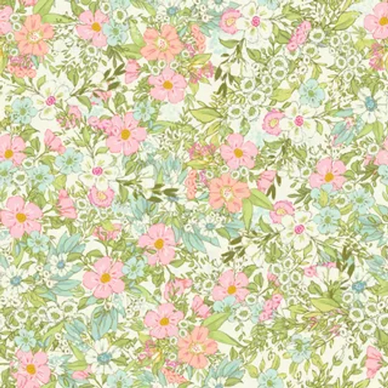 Floral in White | Playful Spring | per quarter metre