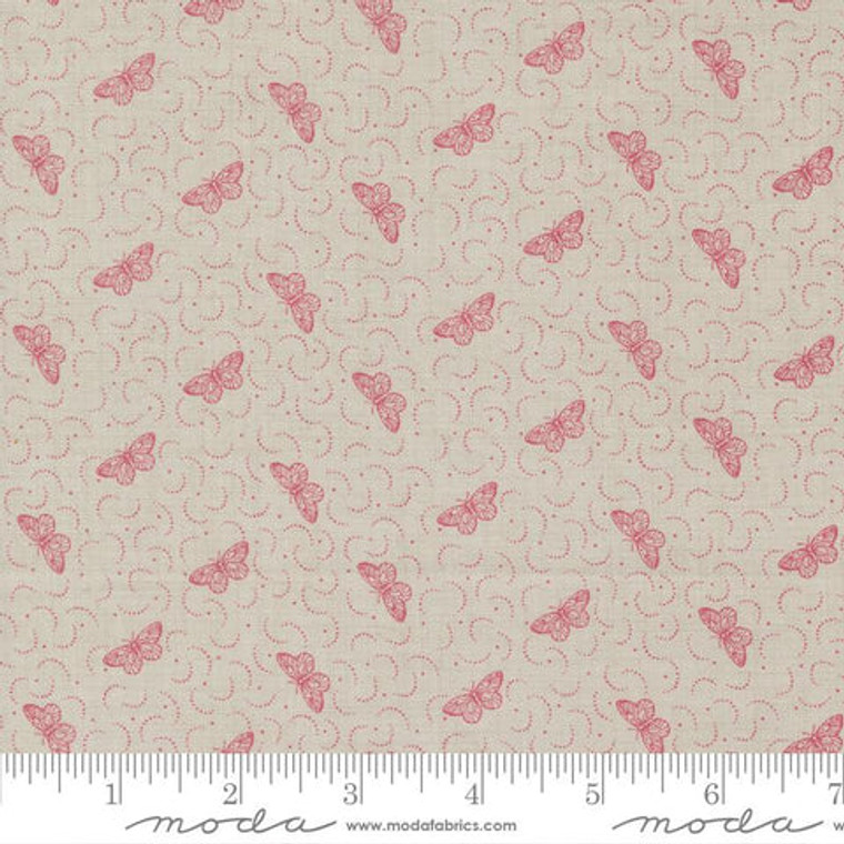 Red butterflies on soft taupe background