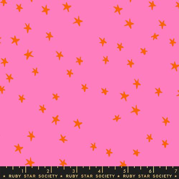 hot pink background with red stars