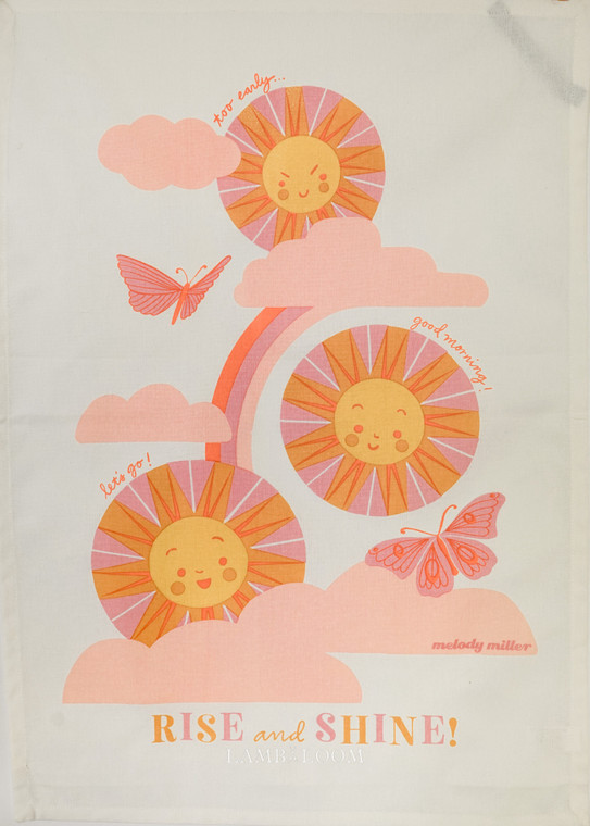 natural background with retro feel images of butterflies, sunshine, rainbows and clouds in pink, orange and yellow