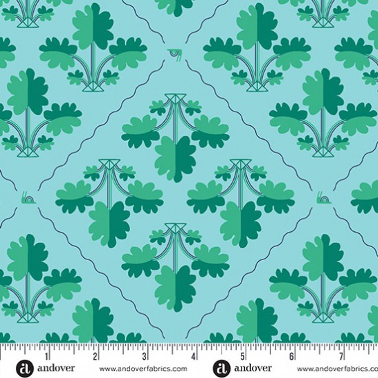 Rainbow Connection in Green | Nora's Garden by Shauna Doris | per quarter metre