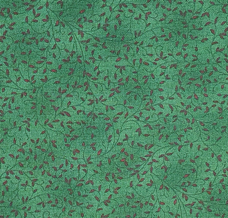 Sprigs in Red on Green | Quilters Basics | per 10cm