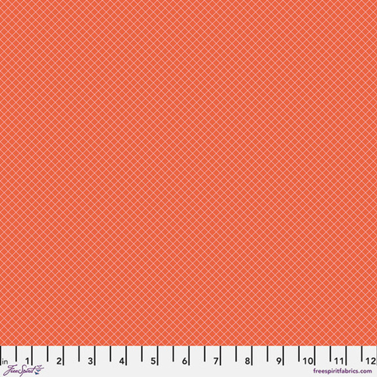 On The Grid in Salmon | True Colors by Tula Pink | per 10cm