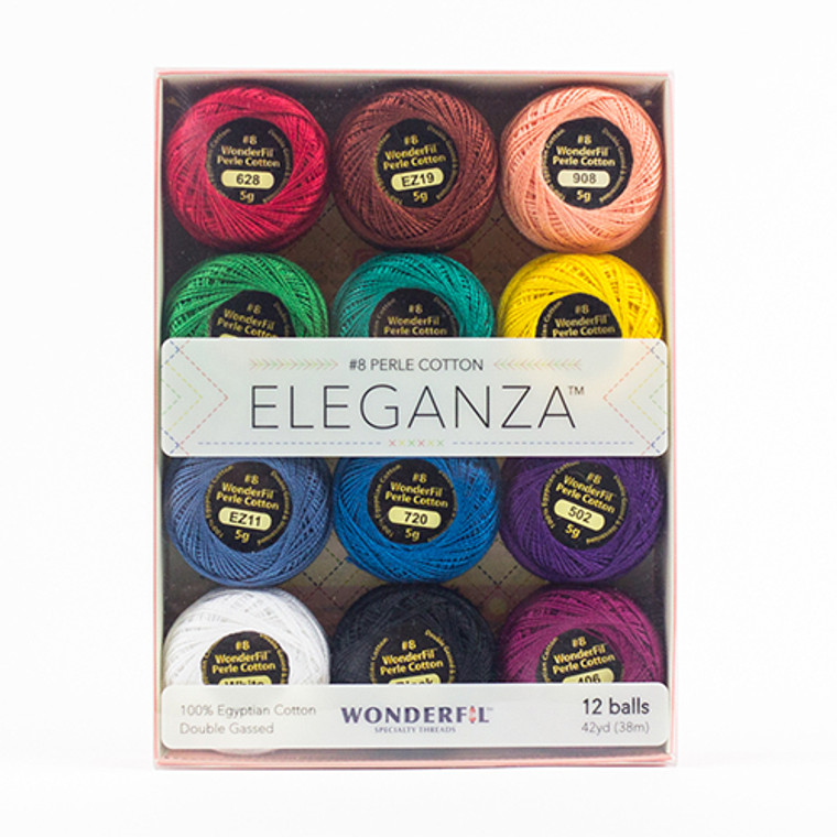 Eleganza in Kaleidoscope | Alison Glass for Wonderfil Specialty Threads | per boxed set of 12 #8 perle cotton balls