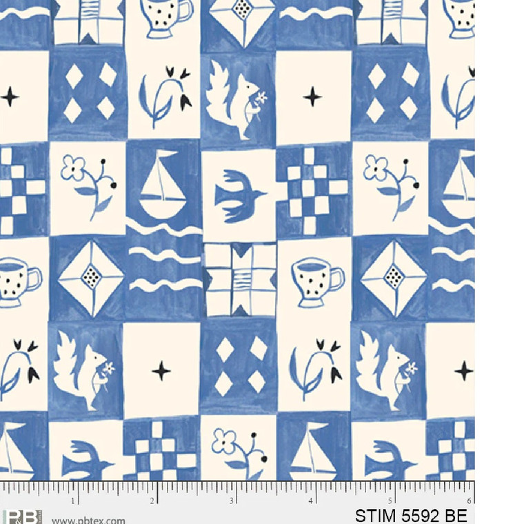 Mini Squares in Blue | Story Time by Jill McDonald | per 10cm