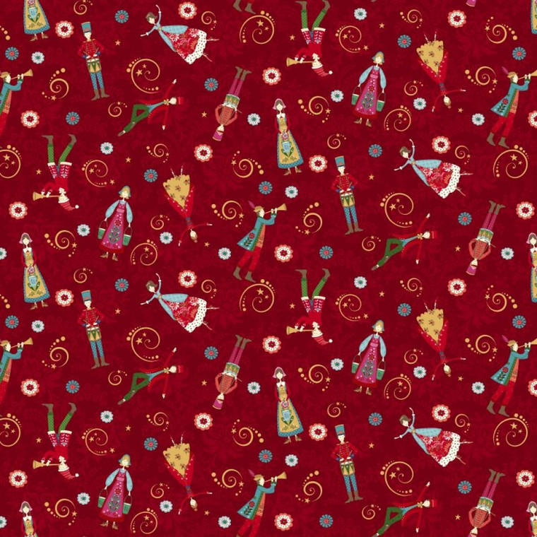 Scandinavian Folk Art People Toss in Red | Mary Jane Carey | per 10cm