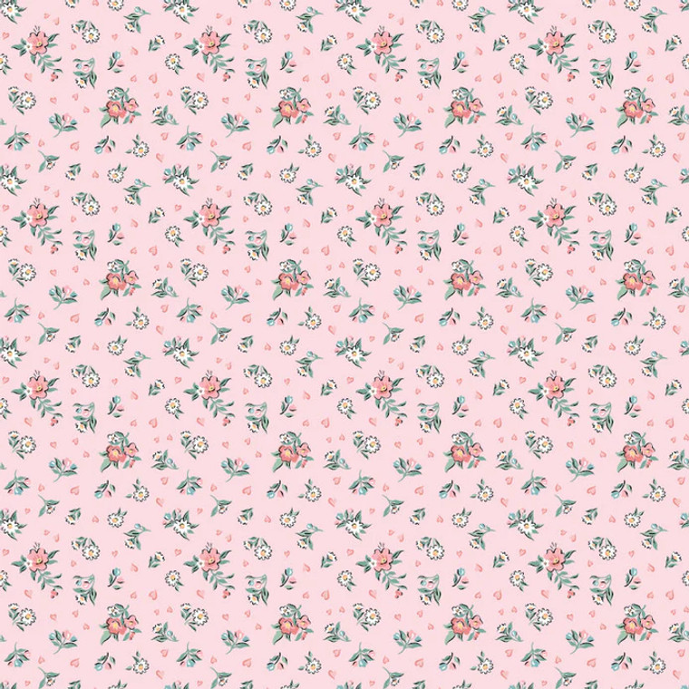 Hearts & Posies in Pink | Granny's Sewing Room by Sheri McCulley | per 10cm