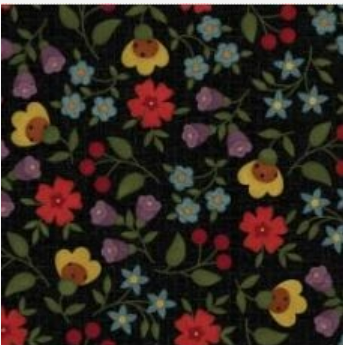 Floral in Black | Bonnies Butterflies Flannel by Bonnie Sullivan | per 10cm