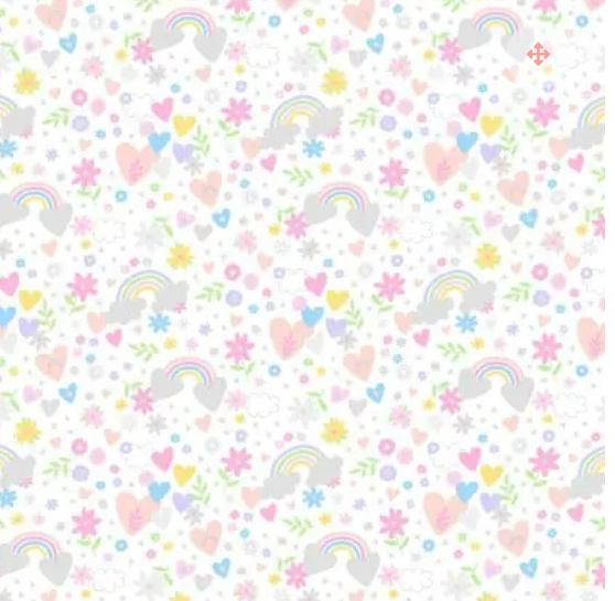 Hearts and Rainbows in White | Playtime in Flannel | per 10cm