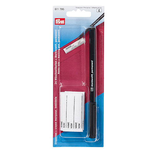 Prym Laundry Marking Set  | 24 Labels and Pen | Prym