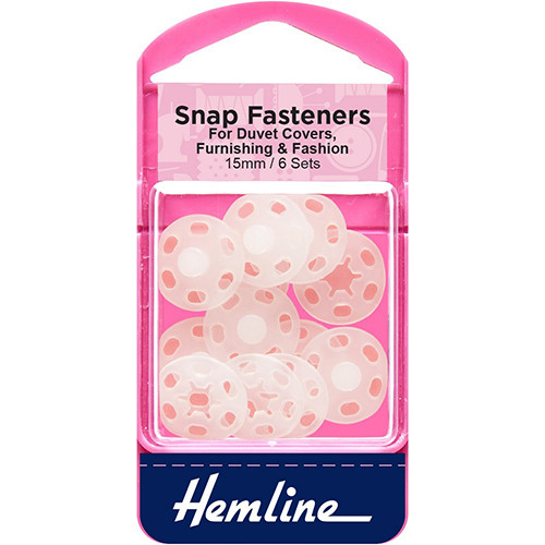 Snap Fasteners 15 mm x 6 sets in White