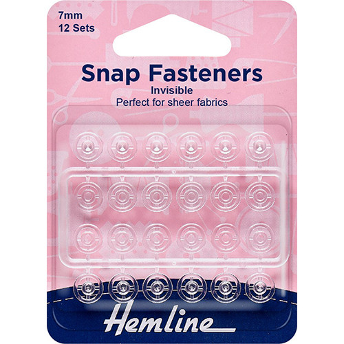 Sew On Snap Fasteners Invisible 7 mm x 12 Sets