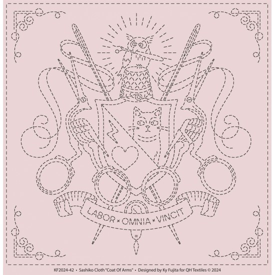 Coat of Arms on Cream | Sashiko Pre Printed Squares