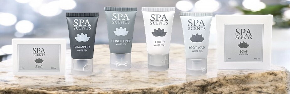 The high-end Spa Scents collection of hotel bathroom amenities.