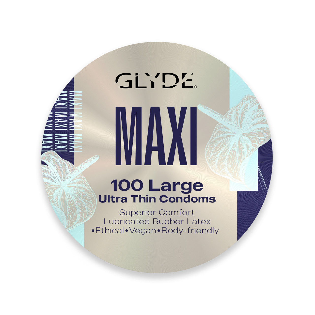 GLYDE MAXI | Vegan Body-Friendly Large Fit Condoms | 100 Count