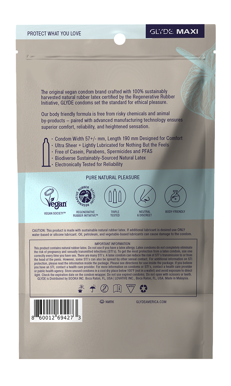 GLYDE MAXI | Vegan Body-Friendly Large Fit Condoms