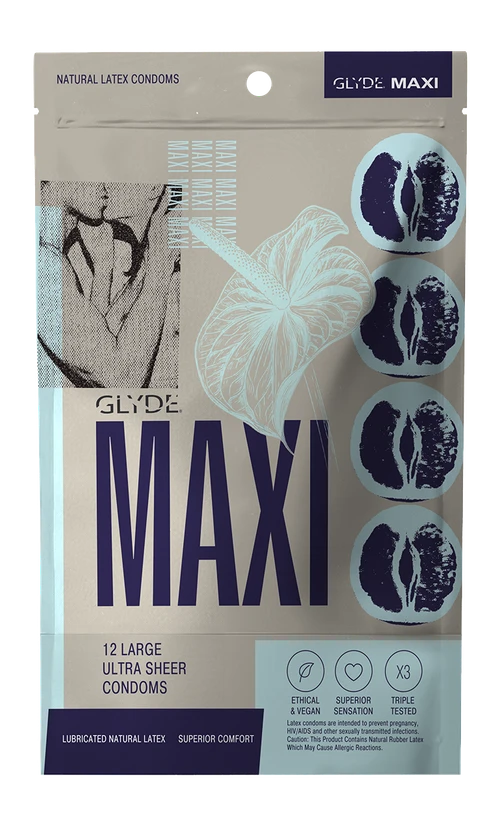GLYDE MAXI | The Original Body-Friendly Vegan Condom (57mm) | 12 Count