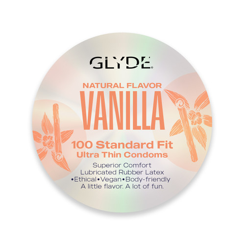 GLYDE ULTRA Organic Flavored Vegan Vanilla 100-Count bulk condoms