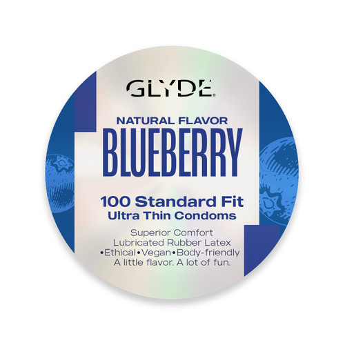 GLYDE ULTRA Organic Flavored Vegan Blueberry Bulk Condoms 100-Count