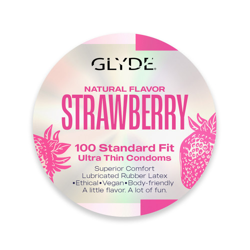 GLYDE ULTRA Organic Flavored Vegan Strawberry Bulk Condoms