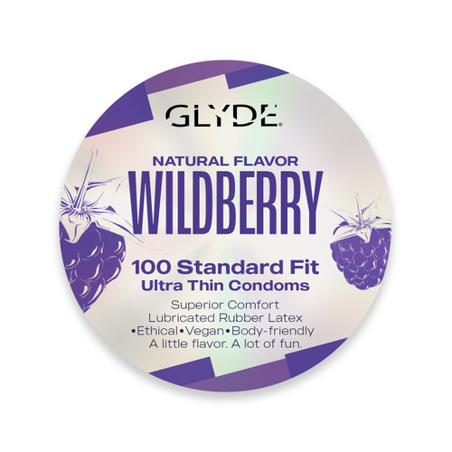 GLYDE ULTRA Organic Flavored Wildberry  Bulk Condoms 100-Count Box