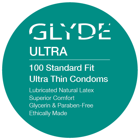 GLYDE vegan condoms ultra medium standard fit 100 count pack