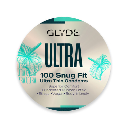 GLYDE ULTRA vegan condoms ultra-thin medium standard fit 100 count pack