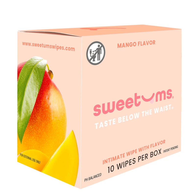 Sweetums Mango Flavored Intimate Wipes Box of 10