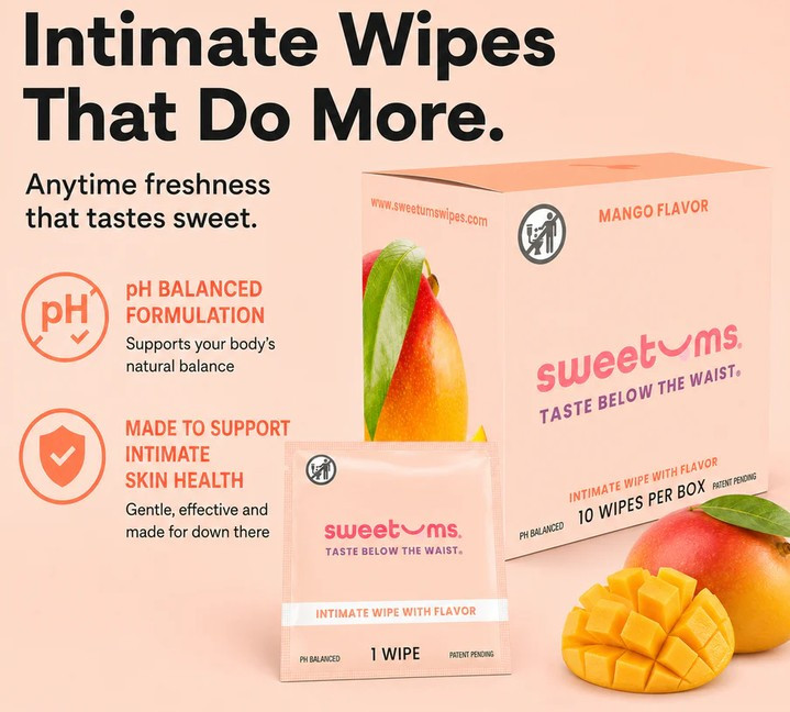 Sweetums Mango Flavored Intimate Wipes Information