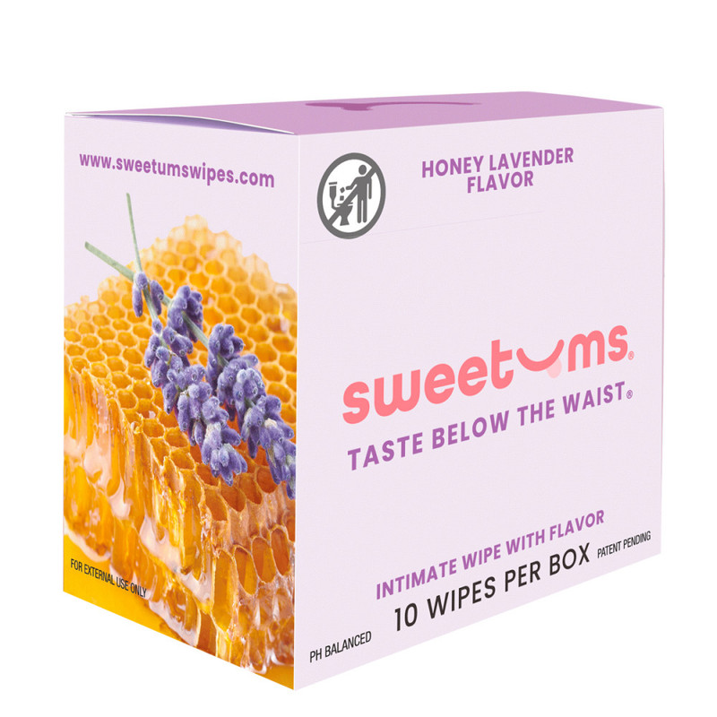 Sweetums Honey Lavender Flavored Intimate Wipes Box of 10