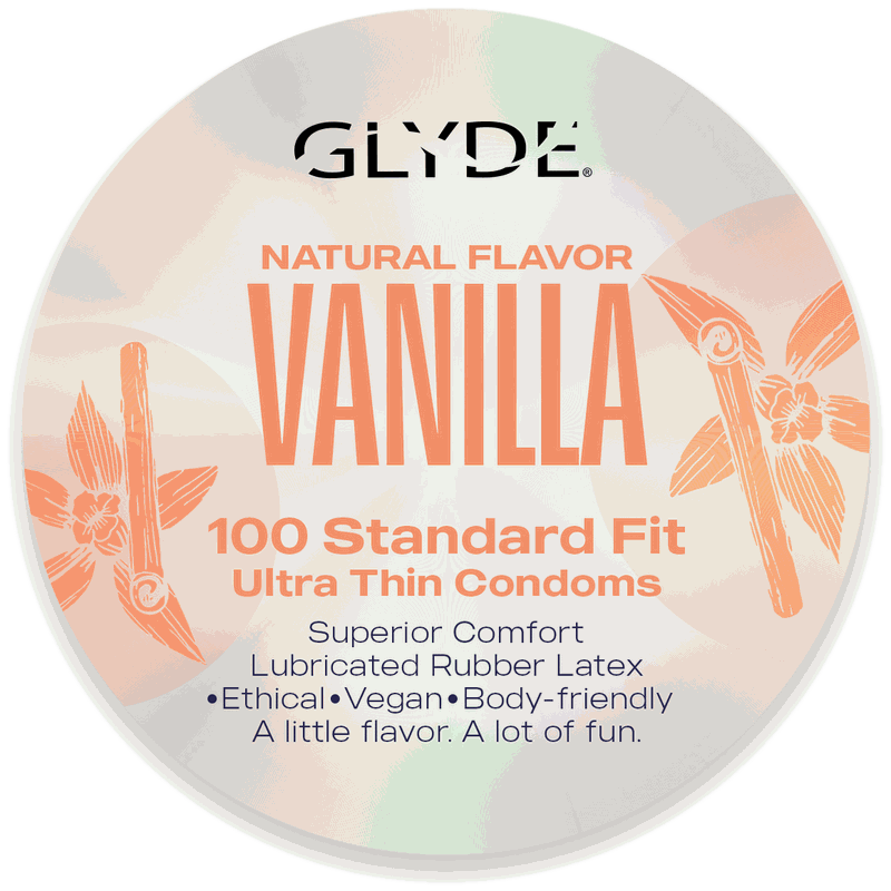 GLYDE ULTRA Vanilla | Natural Flavored Condoms — Medium Fit (53mm) | 100 Count