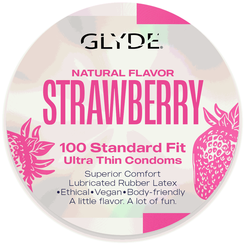 GLYDE ULTRA | Natural Strawberry Flavored Condoms (53mm) - 100 Count
