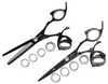 Sharkfin Right Handed Scissors Professional Super Swivel BLACK SET 5.5" SHEAR & 28 TOOTH THINNER